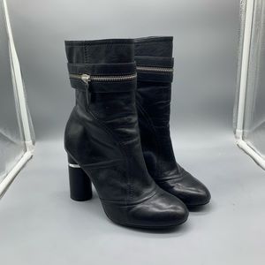 BCBG black leather silver zipper boots